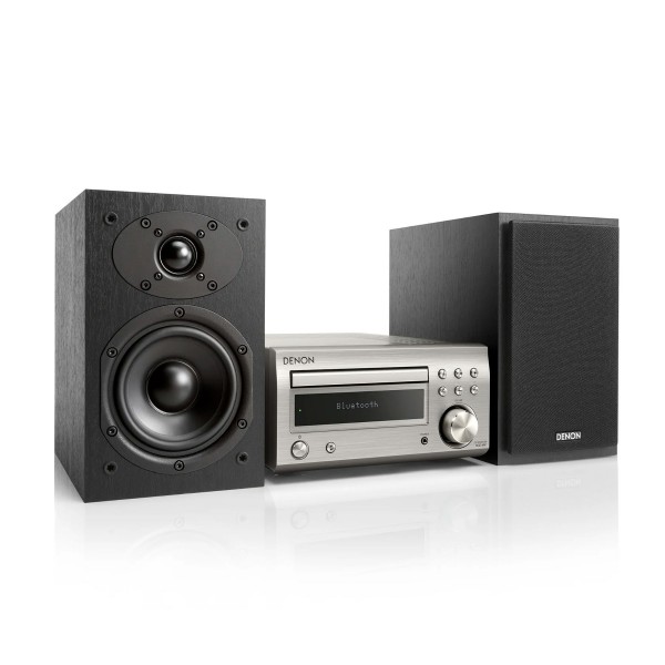 Denon dm-41 plata/negro microcadena/sistema hi-fi con cd/bluetooth/sintonizador fm/am