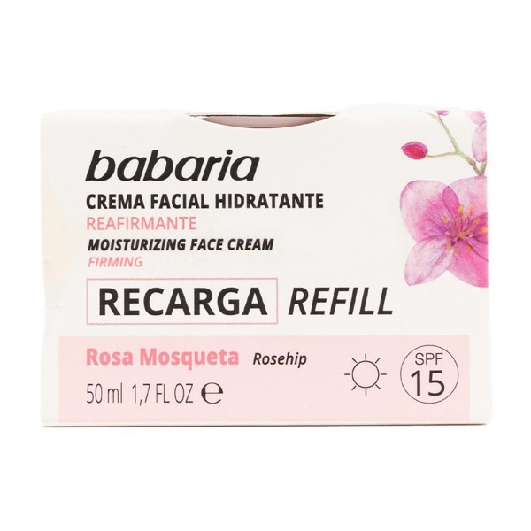 Babaria rosa mosqueta crema facial hidratante reafirmante vegano relleno 50ml
