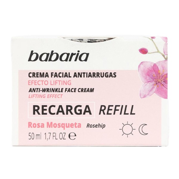 Babaria rosa mosqueta crema facial anti-arrugas vegano relleno 50ml