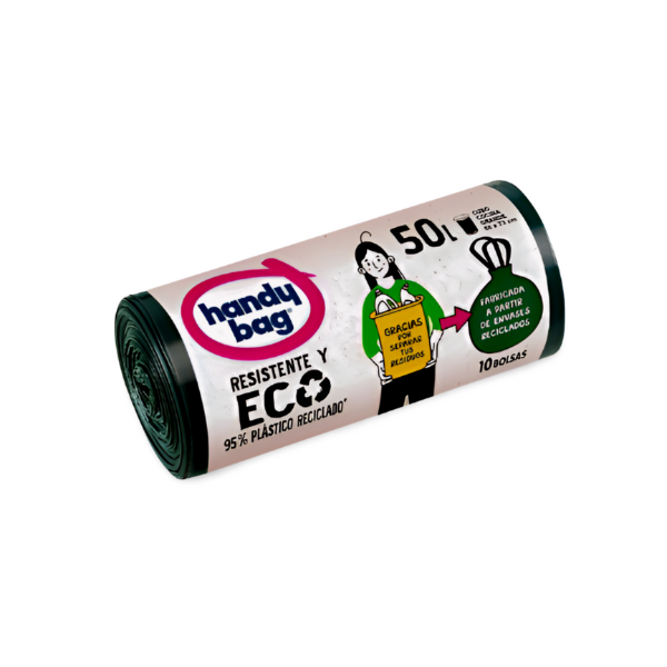 Handy Bag  Bolsas de Basura Resistente y Eco 95% Reciclado 50l. 10 bolsas
