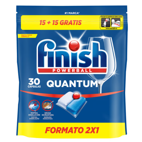 Finish lavavajillas Quantum pastillas 15 + 15 pastillas Gratis