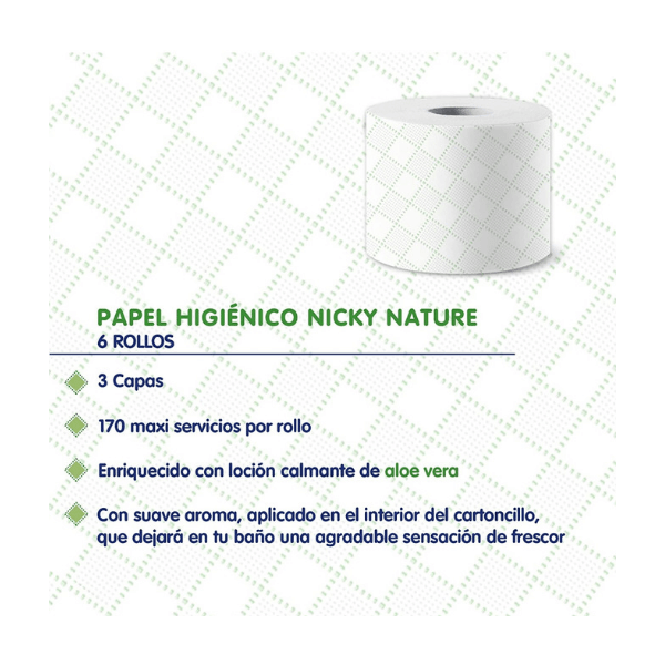 Nicky papel higiénico Aloe Vera 6 rollos